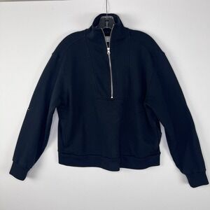 EVERLANE Navy 1/2 Zip Cropped Pullover MEDIUM‎ Oversized Boxy Minimalist Classic